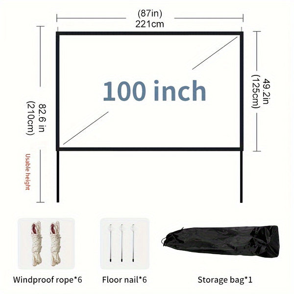 Projector Screen Outdoor Camping Tent Pole Projection Screen Portable