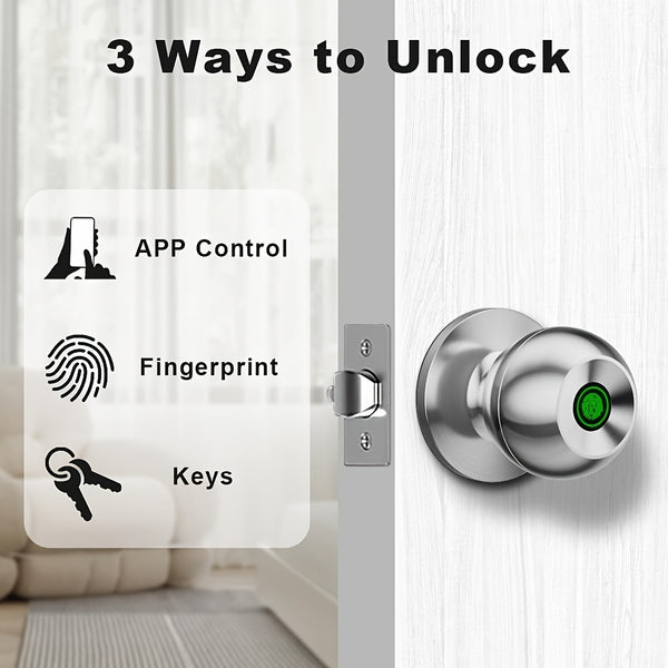 Smart Fingerprint Door Knob With Keypad Door Lock