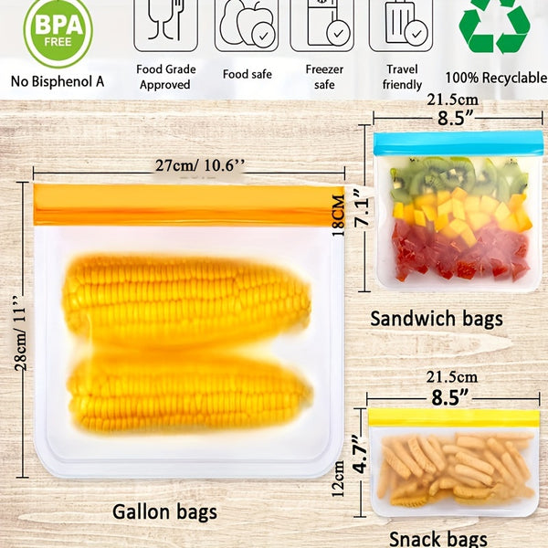 Reusable PEVA Food Storage Zipper Bags 20pcs