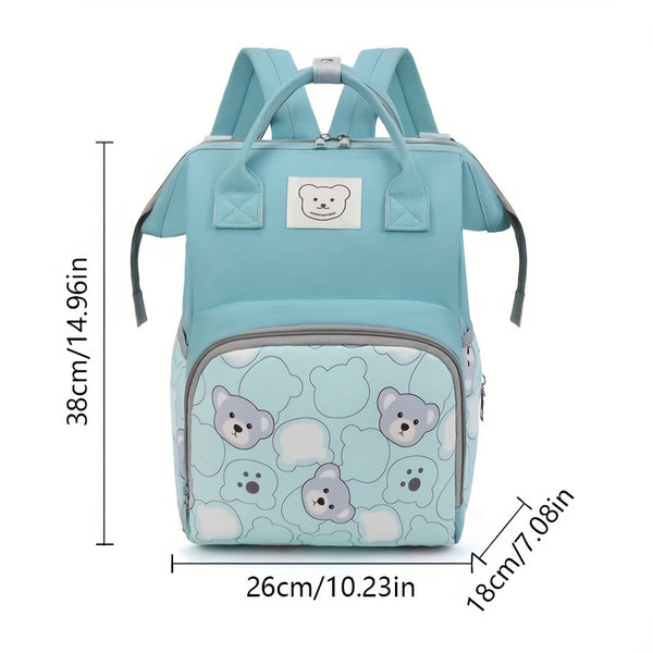 Fashion-Forward Moms Backpack - Ultra-Lightweight, Waterproof, & Spacious with Adorable Bear Design - Perfect for On-the-Go, Includes Stroller Attachment