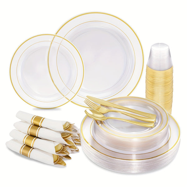 Plastic Plates With Cutlery Set Cup 210pcs