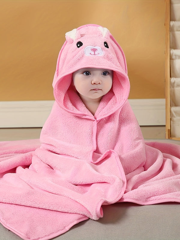 1pc Super Soft Adorable Animal Hooded Childrens Bathrobe - Versatile Swaddle & Stroller Blanket for Babies - Cozy Warm Travel Companion