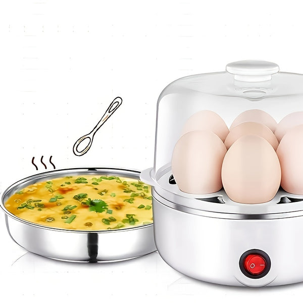 1pc Rapid Egg Cooker Electric Machine - 7/14 Easy-To-Peel, Hard, Soft Boiled Eggs, Poacher, Omelet Maker for Restaurant, Hotel, Food Truck, and Home Use - White/Blue, Compact, Time-Saving, and Space-Efficient Kitchen Appliance