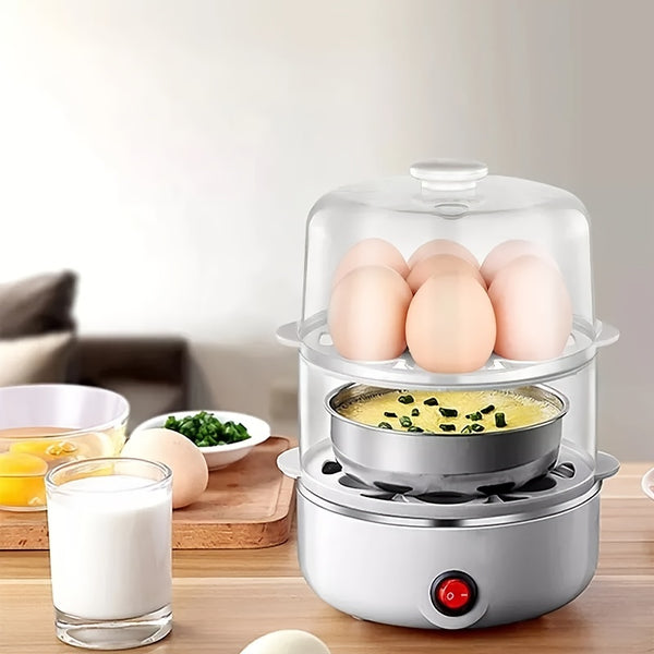 1pc Rapid Egg Cooker Electric Machine - 7/14 Easy-To-Peel, Hard, Soft Boiled Eggs, Poacher, Omelet Maker for Restaurant, Hotel, Food Truck, and Home Use - White/Blue, Compact, Time-Saving, and Space-Efficient Kitchen Appliance