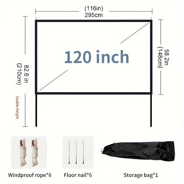 Projector Screen Outdoor Camping Tent Pole Projection Screen Portable