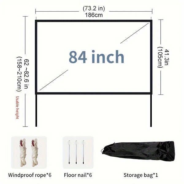 Projector Screen Outdoor Camping Tent Pole Projection Screen Portable