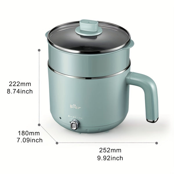 Bear Electric Hot Pot With Steamer, 1.2L Portable Pot Cooker