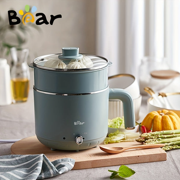 Bear Electric Hot Pot With Steamer, 1.2L Portable Pot Cooker