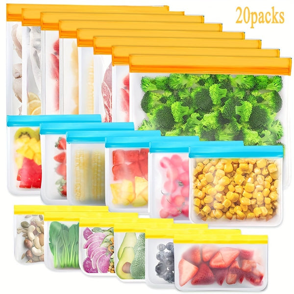 Reusable PEVA Food Storage Zipper Bags 20pcs