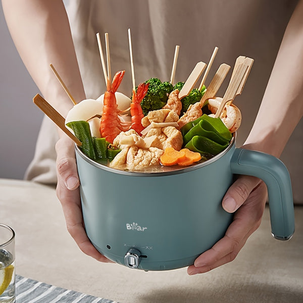 Bear Electric Hot Pot With Steamer, 1.2L Portable Pot Cooker